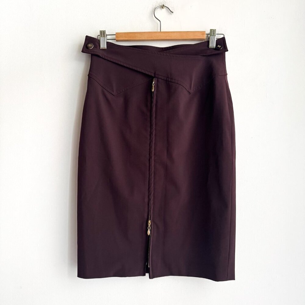 Escada Deep Purple Unique Detail Pencil Midi Skirt S